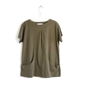 Brown lagenlook cotton top short sleeve tee M Misslook medium NWOT new summer